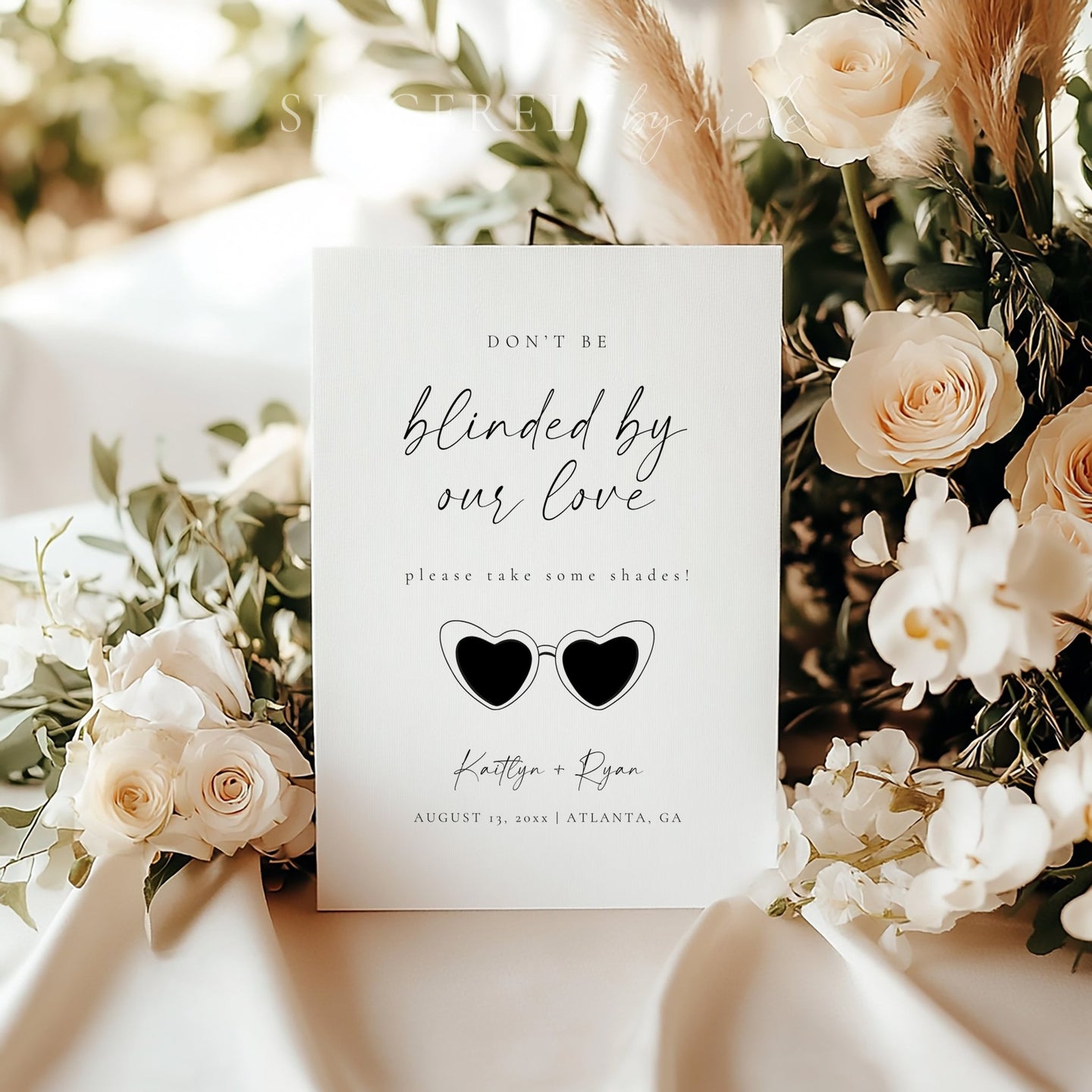 Modern Wedding Sunglasses Favors Sign - SincerelyByNicole